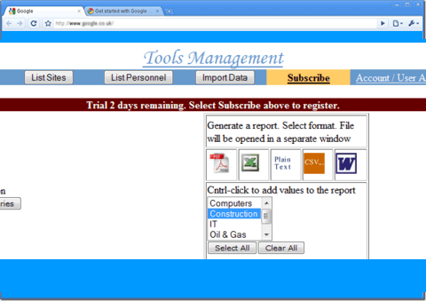 web-based inventory management report formats